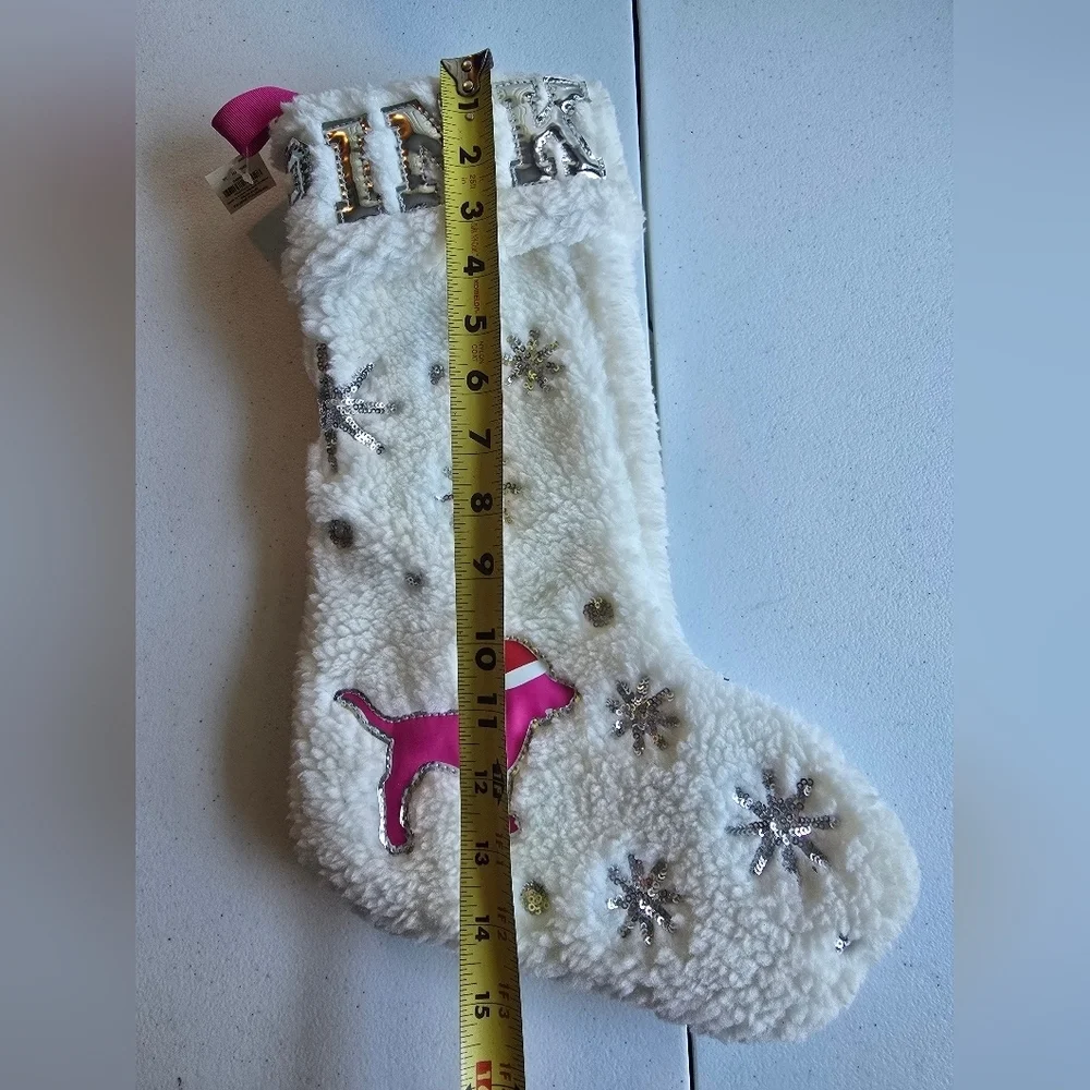 🩷🩷PINK White and Silver Holiday Stocking
